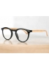 Lunettes loupe et lunettes de lecture noires brillantes et branches "bois clair"