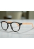 Lunettes loupe et lunettes de lecture noires brillantes et branches "bois clair"