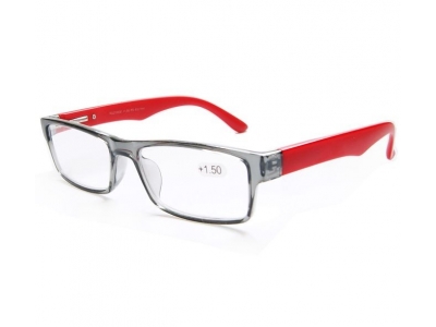 Lunettes de lecture - grises translucide branches rouges brillantes