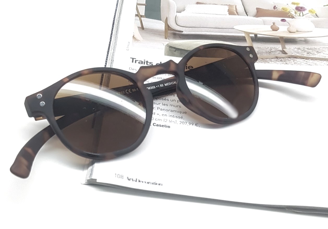 lunettes loupe de lecture solaires marron écailles homme ou femme Acapulco